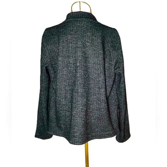 Eileen Fisher Wool Blend Gray & Black Open Tweed Blazer Stand Collar, Pockets SP - Picture 8 of 14